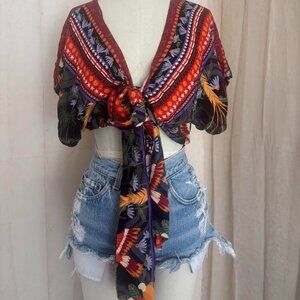 Boho Cropped Tie Front Viscose Woven Free Bird